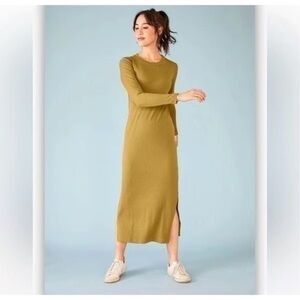 NEW Sonnet James Alexa Play Dress Moss Green Ribbed Size XL Slit NWOT